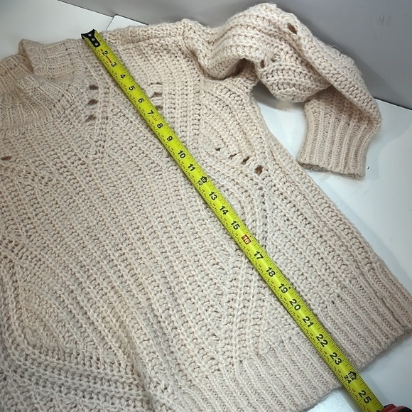 LOFT Pointelle Mock Neck Sweater Pastel Pink 481735 acrylic nylon alpaca Small - Picture 9 of 10